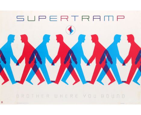 Original vintage music advertising poster for the English progressive pop rock band Supertramp to promote the release of thei
