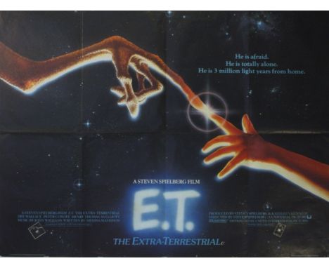 Original vintage British quad cinema poster for the iconic American family adventure science fiction film by Steven Spielberg