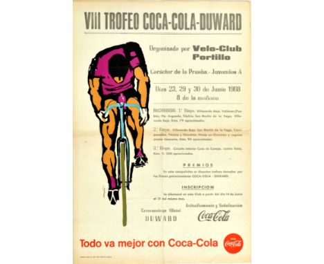 Original vintage sport poster for the VIII Coca-Cola Duward Trophy / VIII Trofeo Coca-Cola-Duward bicycle race organised by t