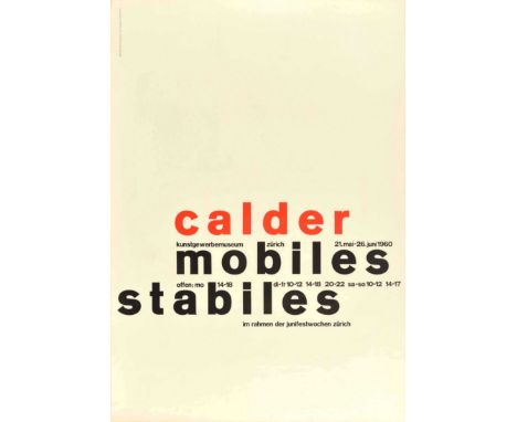 Original vintage poster advertising an art exhibition of kinetic mobile sculptures by the renowned American sculptor Alexande
