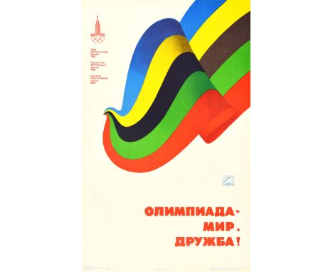 Original vintage sport poster for the 22nd Summer Olympic Games / Games of the XXII Olympiad in 1980 held in Moscow Russia fe