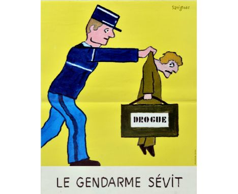 Original vintage propaganda poster for the French police force - Le Gendarme Sevit / The Police are Everywhere - featuring a 