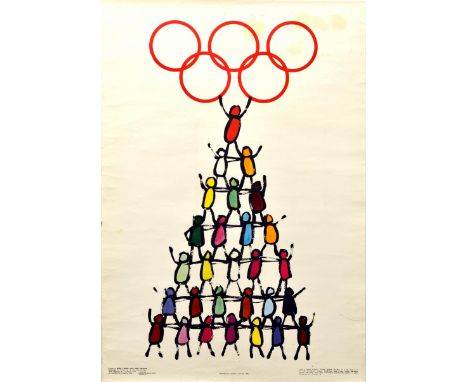 Original vintage sport poster for the 1980 Olympic Games in Moscow featuring a fun and colourful design depicting different s