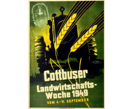 Original vintage advertising poster for the Cottbuser Landwirtschafts Woche 1949 vom 4-11 September / Cottbus Agriculture Wee