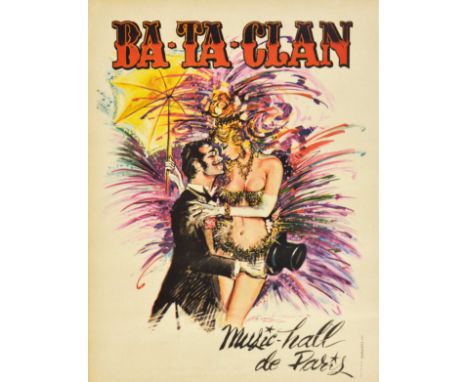 Original vintage advertising poster for a cabaret performance Ba-Ta-Clan at the Music Hall de Paris featuring a man in a suit