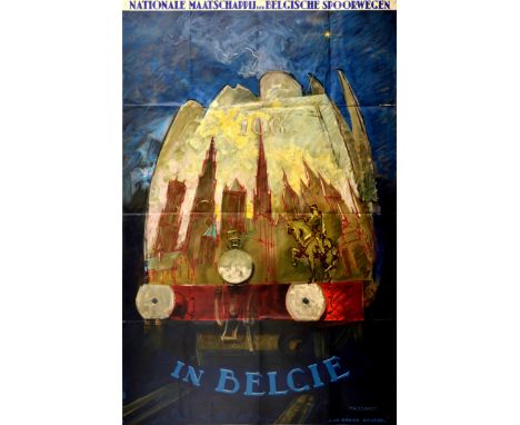 Original vintage advertising poster issued by Belgian Railways in Belgium - Nationale Maatschappij der Belgische Spoorwegen i