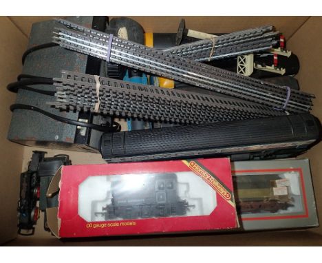 Box of OO Gauge trains to include Lima Hornby plus controller and track 