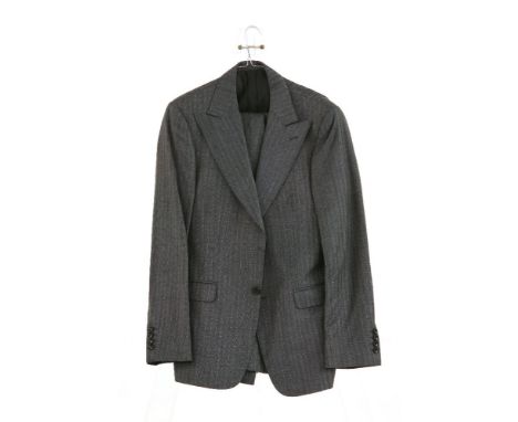 A Gucci grey gentlemen's two-piece suit,single-breasted jacket and trousers,size 48R,with a Gucci single breasted men's black