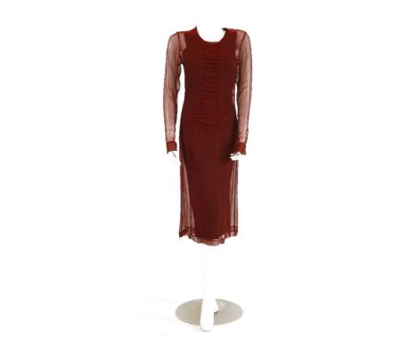 A Diane von Furstenberg 100% cashmere red wrap dress, size S, and a Dries Van Noten red silk dress,with pleated front,size 38