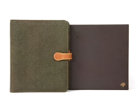 A Mulberry mole and cognac Scotch grain planner,with coloured partitions and extra planner pages, in box