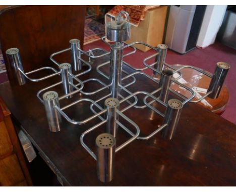 A mid 20th century chrome 12 light chandelier 
