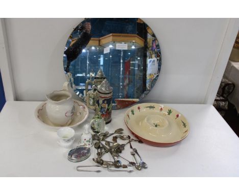 A job lot of misc items including a vintage mirror 