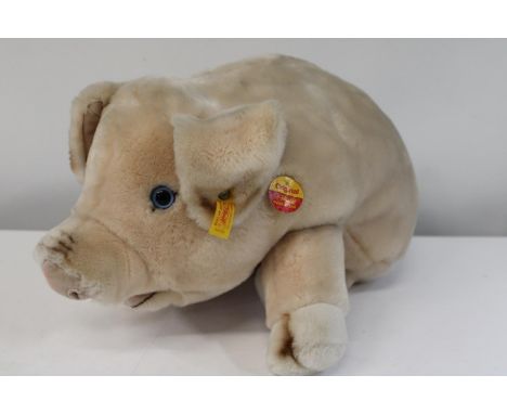 A large Steiff plush pig 18 inches long 