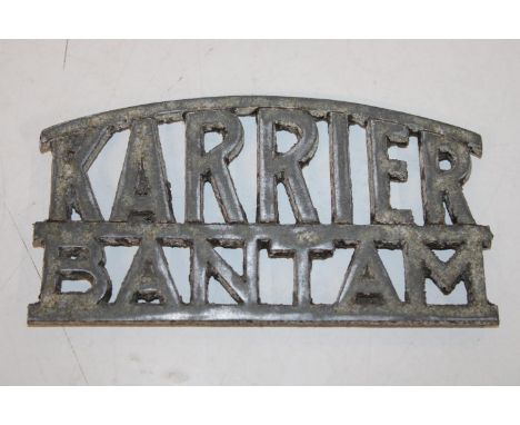 A vintage Karrier Bantam metal badge 15cm x 9cm 