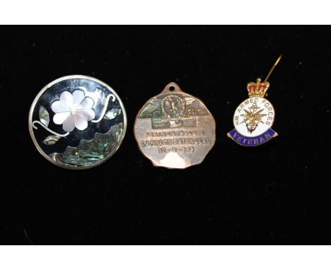 A hallmarked silver &amp; enamel brooch &amp; two other collectables 