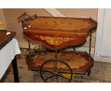 A vintage tea/drinks trolley with inlay detailingCollection Only 