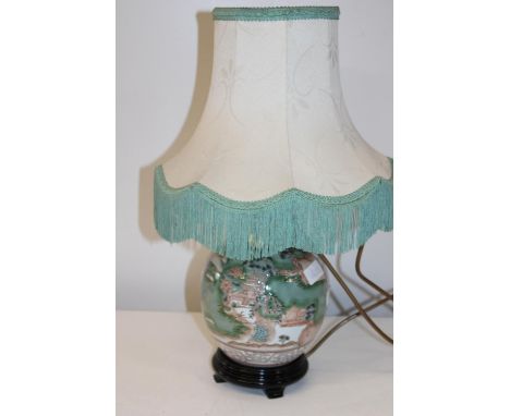 A Oriental ceramic lamp base &amp; shade 