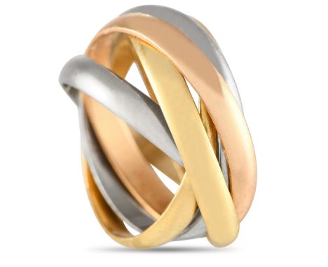 Trinity 18K Yellow, White, and Rose Gold Ring.               Gender:Ladies Signatures:Cartier Weight:7.8 grams Ring Top Heigh
