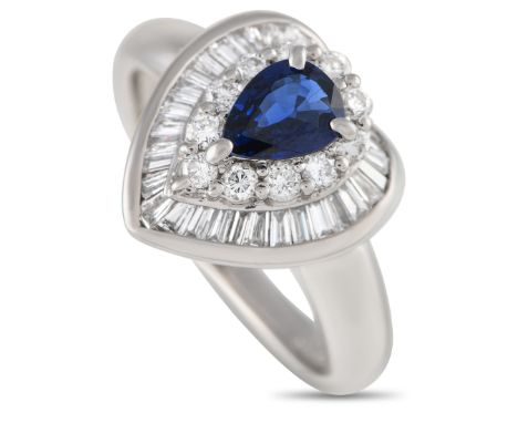 Platinum 0.49ct Diamond and Sapphire Ring.             Gender:Ladies  Weight:7.6 grams Ring Top Height:7 Metal:Platinum Stone