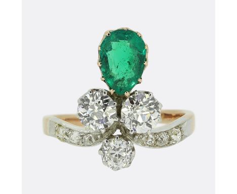 Belle Ã‰poque Emerald and Diamond Tiara Ring.         Weight:Â&nbsp;4.1 grams Ring Size:Â&nbsp;O (55) Face Dimensions:Â&nbsp;