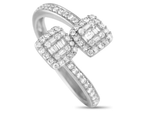 14K White Gold 0.50ct Diamond Bypass Ring.               Gender:Ladies Weight:3.2 grams Ring Top Height:6 Metal:14K White Gol