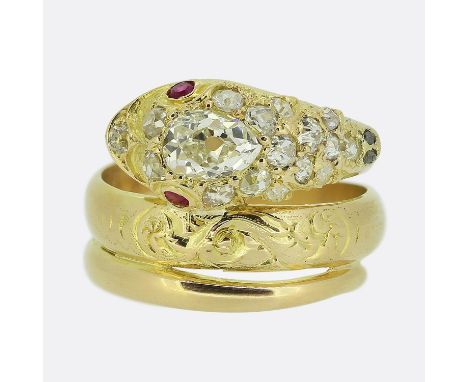 Victorian Ruby and Diamond Snake Ring.                       Weight:Â&nbsp;7.5 grams Ring Size:Â&nbsp;M 1/2 (53) Band Width:Â
