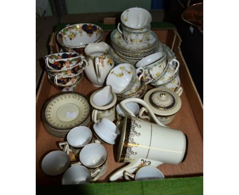 A Meito China six piece coffee service plus assorted Fenton and Royal Albert tea and dinner wares