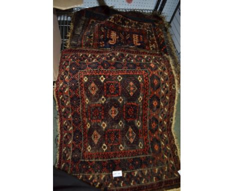 Four various vintage woven bag face panels