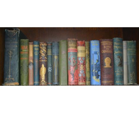 A shelf of vintage pictorial books