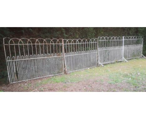 Gates &amp; Railings: A run of 7.3 metres of wrought iron estate railing, 19th century, comprising four panels including two 