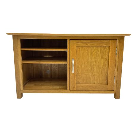 Light oak television cabinetDimensions: Height:&nbsp;65cm&nbsp; Length/Width:&nbsp;110cm&nbsp; Depth/Diameter:&nbsp;43cm