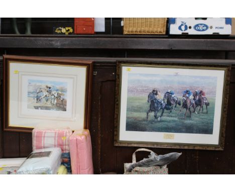 Limited edition Desert Orchid racehorse print (135/750) and a Living Legend Max Brandrett racehorse print