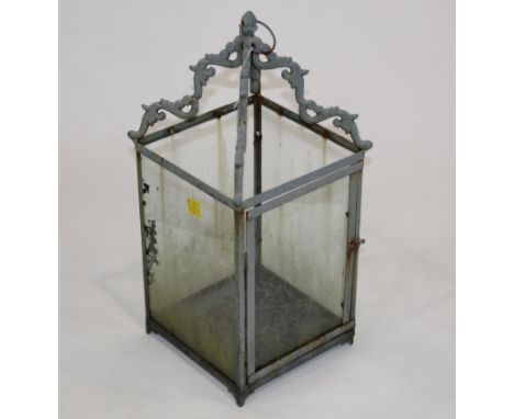 Metal and glass lantern, height 60 cm