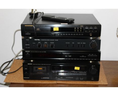 Marantz CD player, Rotel integrated stereo amplifier and 2 Venon stereo cassette decks