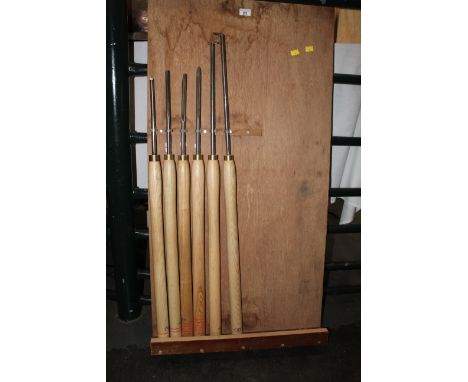 Display of 6 wood turning chisels marked T R T 