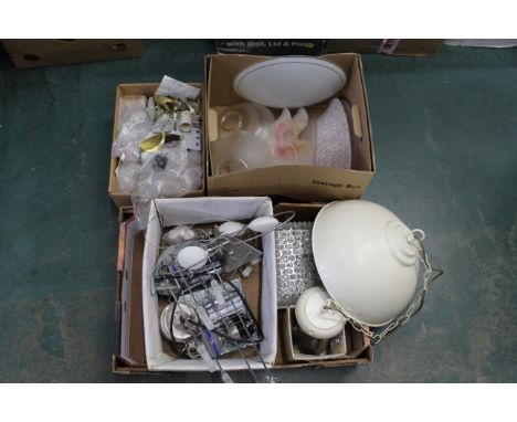 Three boxes of ceiling light fittings and shades
