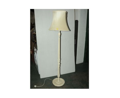 Cream painted standard lamp with shade 
