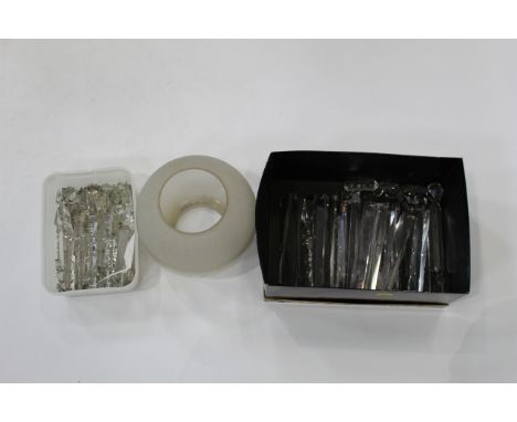 Box of glass light shade and glass drops