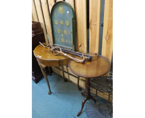 A walnut demi lune fold over card table with shell carving on cabriole legs, 72cm high x 80cm wide x 40cm deep, an inlaid mah