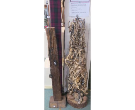 A standard lamp made from driftwood and another wooden natural form standard lamp (2) Condition Report: Available upon reques