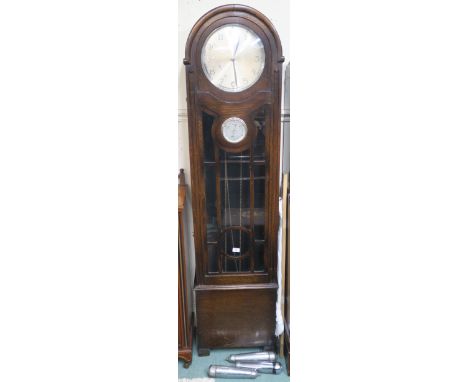 An Art Deco oak longcase clock with barometer, 190cm high Condition Report: Available upon request