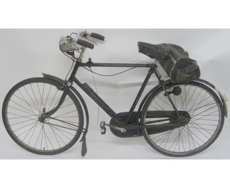 A Hopper 1930s bicycle with Miller front light, saddle bag (possibly a policemans bicycle) Condition Report: Available upon r