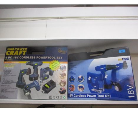 A boxed set of Power Craft's 4 piece 18v cordless power tools together with a NuTool 18v cordless power tool kitLocation:1:1 