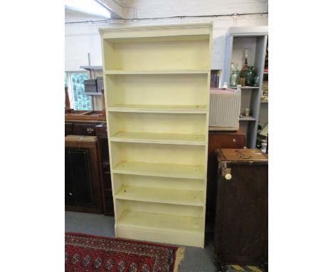 An early 20th century Globe Wernicke style white painted oak stacking bookcase in six sections, 193 h x 88 w x 26cm d 