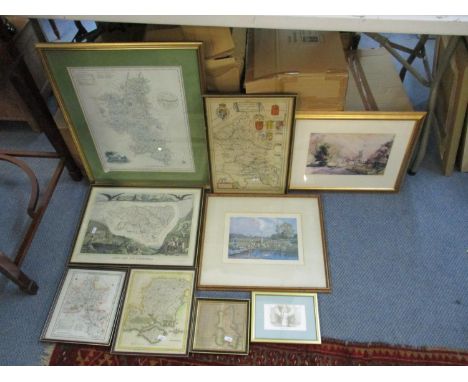 A collection of six maps to include an 17th century map of Buckinghamshire by Joan Blaeu together with three various printsLo