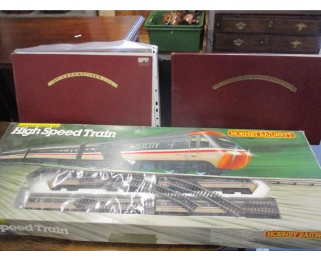 A boxed Hornby Railways High Speed trainset and two books 'Locomotives in Retirement'' with coloured plates, by F.W. Fenton e