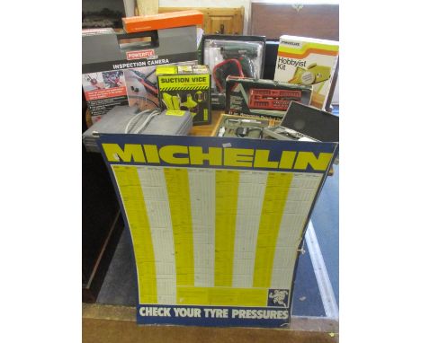 Tools to include a Power Fix Inspection Camera, a Mitutoyo cased clamp set, a Mitutoyo digimatic calliper and a Michelin tyre