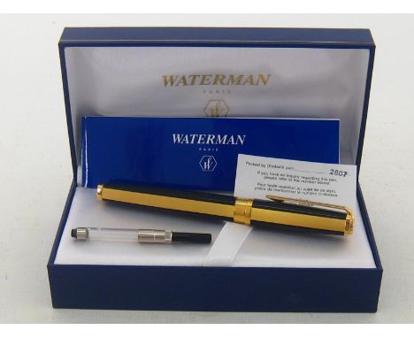 Waterman. A Waterman Exception Night & Day Medium point fountain pen, ref. 87501. Black lacquer body & gold plated trim. 18K 