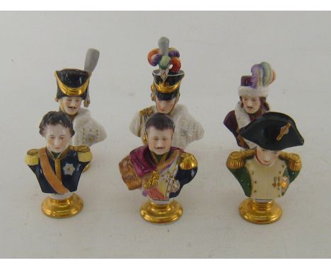 A group of Rudolf Kammer ceramic figurines of Napoleon and five Generals, Junot, Soult, Murat, Eugene and Poniatowski., each 