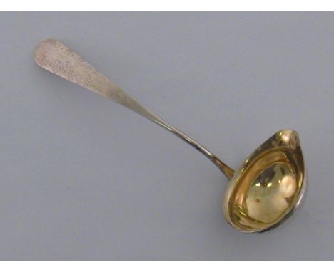 A Danish silver sauce ladle, Copenhagen, 1822. Length 17cm. wt. 30gm. 
